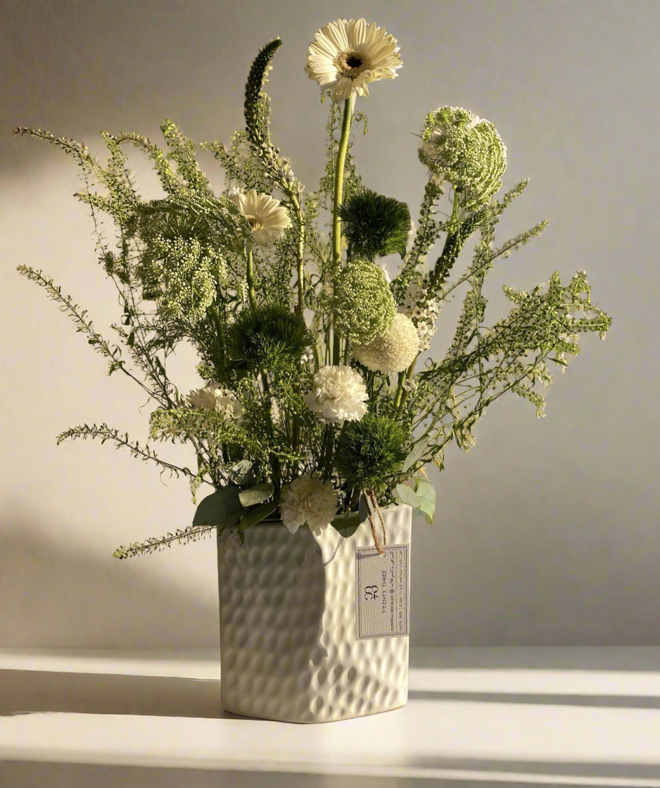 White Gerbera Vase