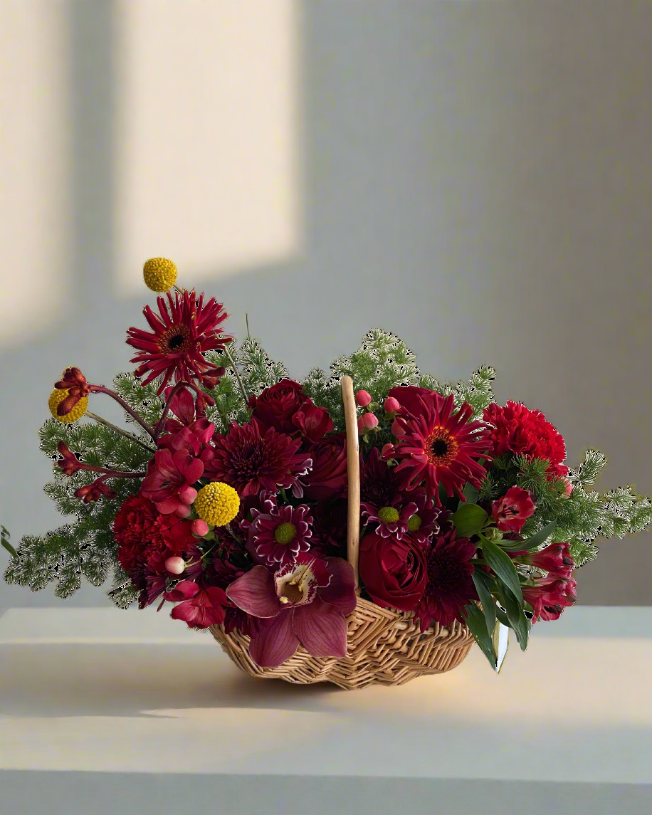 Red Gerbera Basket