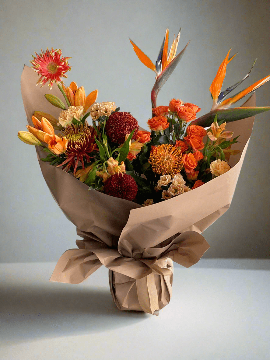 Amber Tropic Bouquet - Twenty Three Flowers & Chocolate