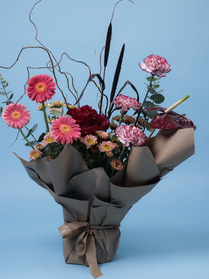 Bold Flame Bouquet - Twenty Three Flowers & Chocolate