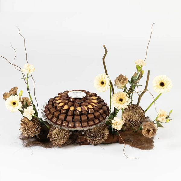 Centerpiece 50cm with Chocolate Tray - Twenty Three Flowers & Chocolate