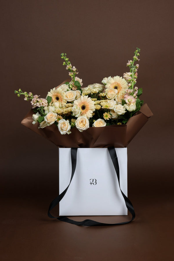 Cream Bliss Bouquet - Twenty Three Flowers & Chocolate
