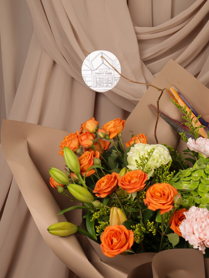 Desert Sunrise Bouquet - Twenty Three Flowers & Chocolate