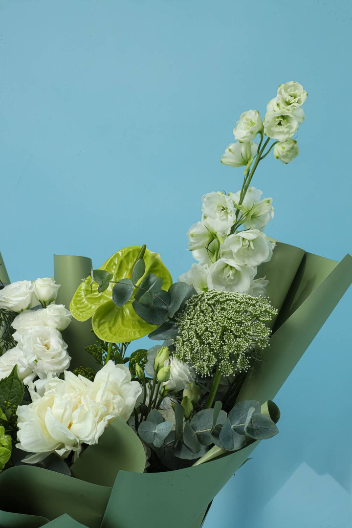 Emerald Whisper Bouquet - Twenty Three Flowers & Chocolate