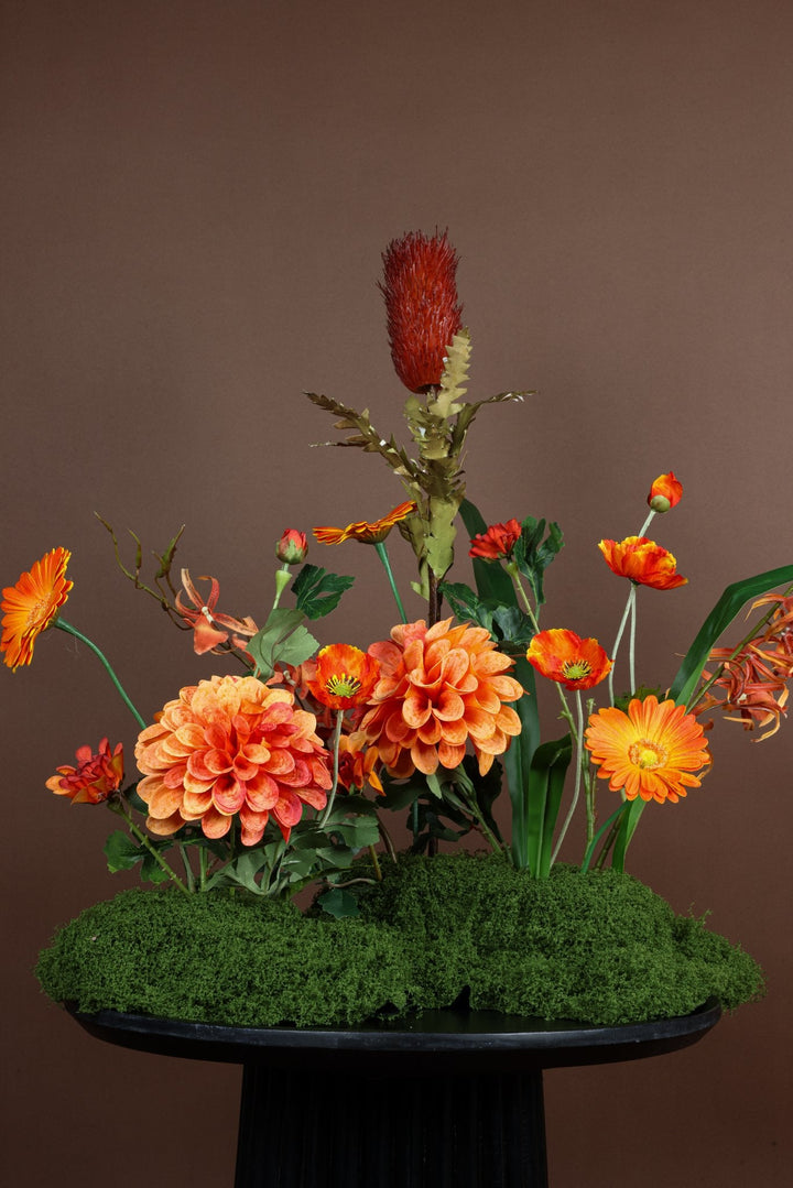 Fiery Bloom Centerpiece - Twenty Three Flowers & Chocolate