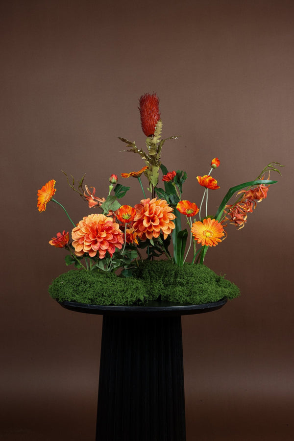 Fiery Bloom Centerpiece - Twenty Three Flowers & Chocolate