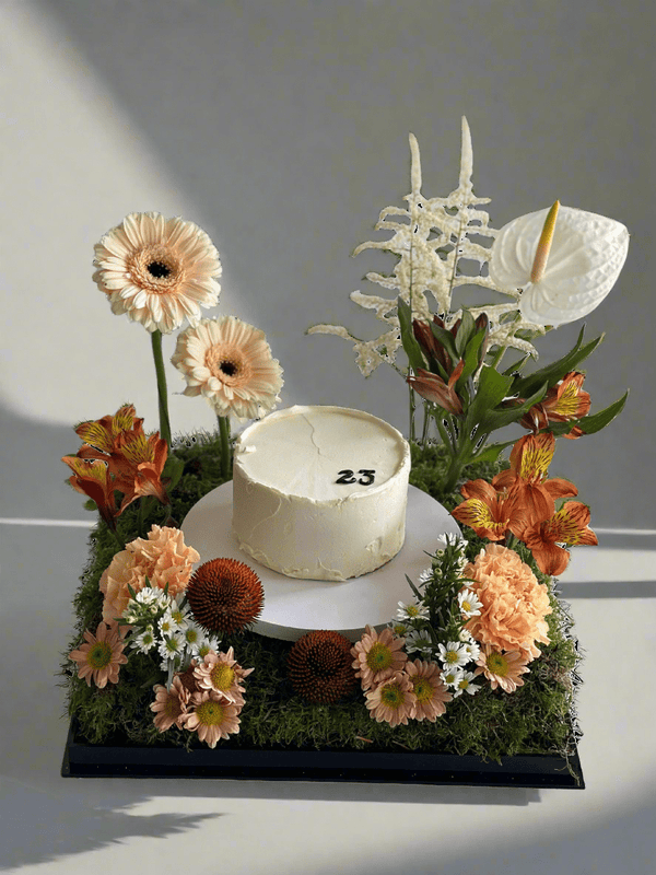 Floral Box with Cake Centerpiece - Twenty Three Flowers & Chocolate