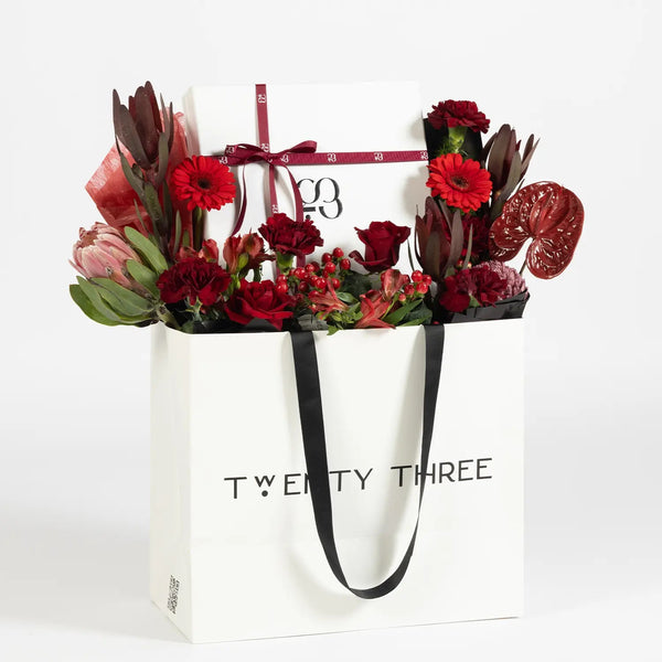 FLOWERS BOUQUET WITH CHOCOLATE BOX - Twenty Three Flowers & Chocolate