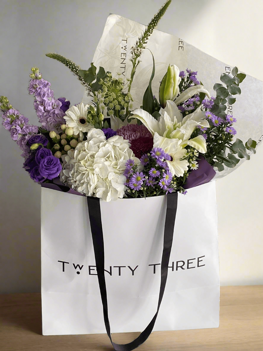 Lavender Breeze Bouquet - Twenty Three Flowers & Chocolate