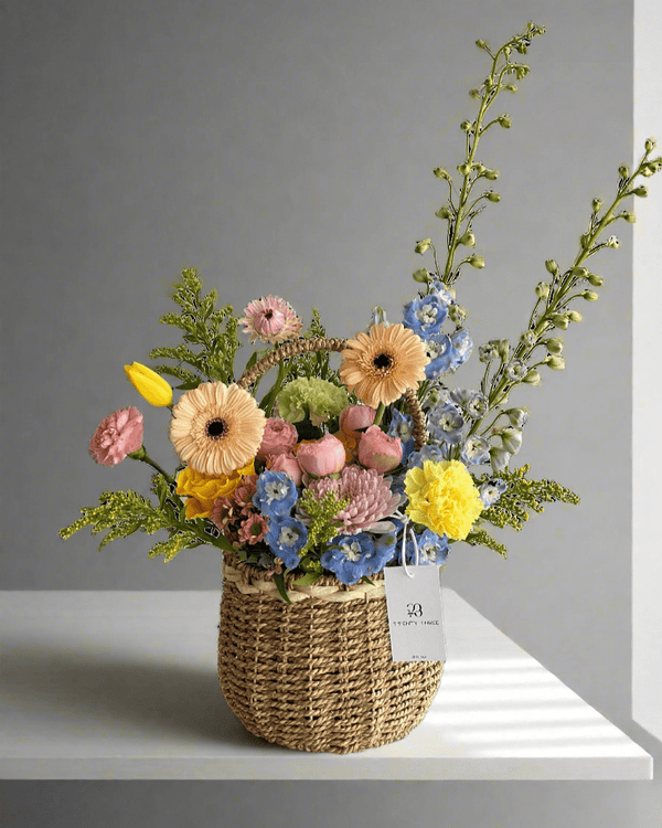 Peach Gerbera Basket - Twenty Three Flowers & Chocolate