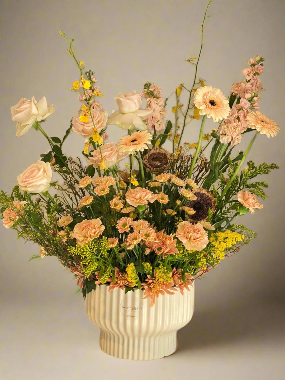 Peach Mix Vase - Twenty Three Flowers & Chocolate