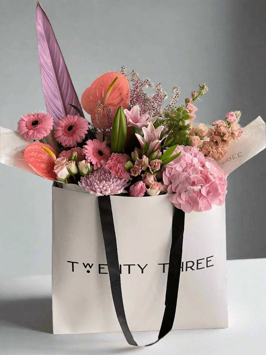 Pink Anthurium Bouquet - Twenty Three Flowers & Chocolate