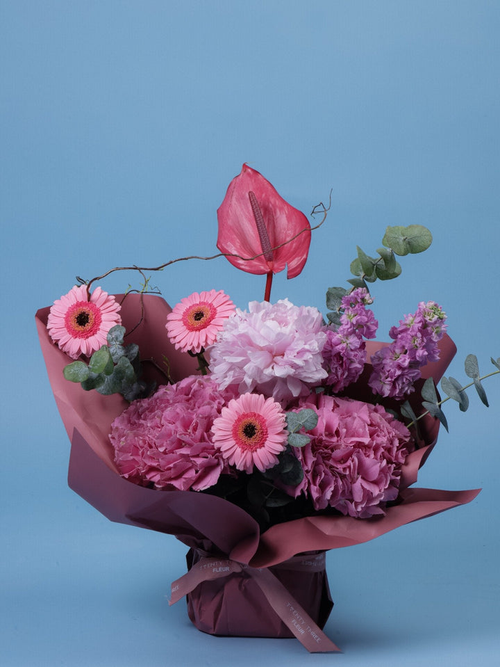 Pink Bloom Bouquet - Twenty Three Flowers & Chocolate