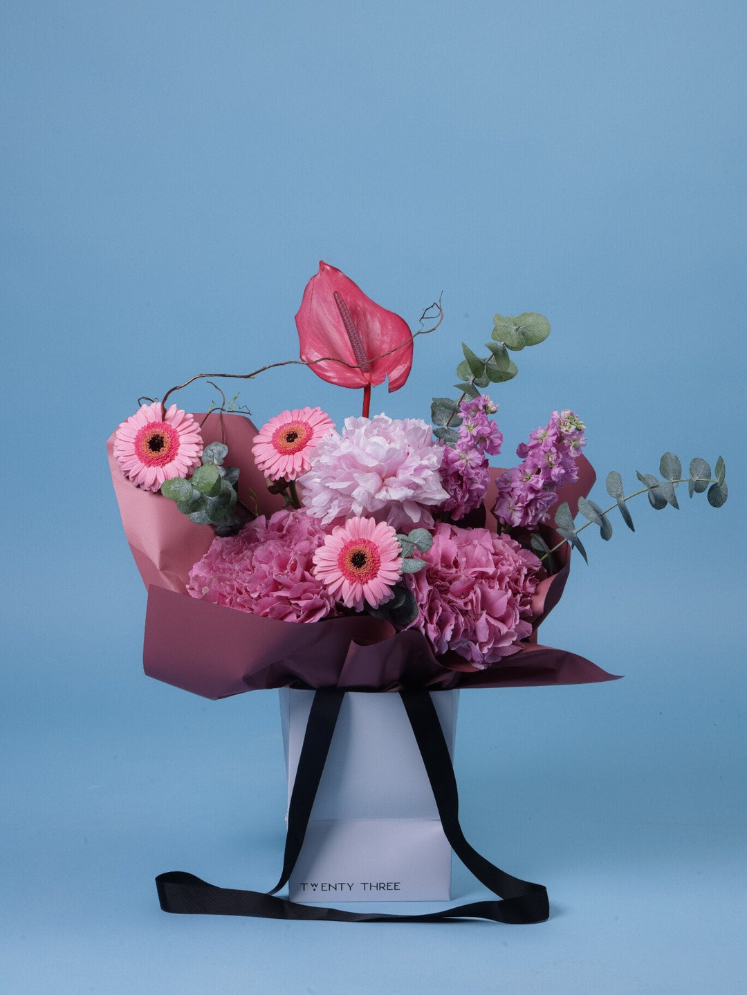 Pink Bloom Bouquet - Twenty Three Flowers & Chocolate