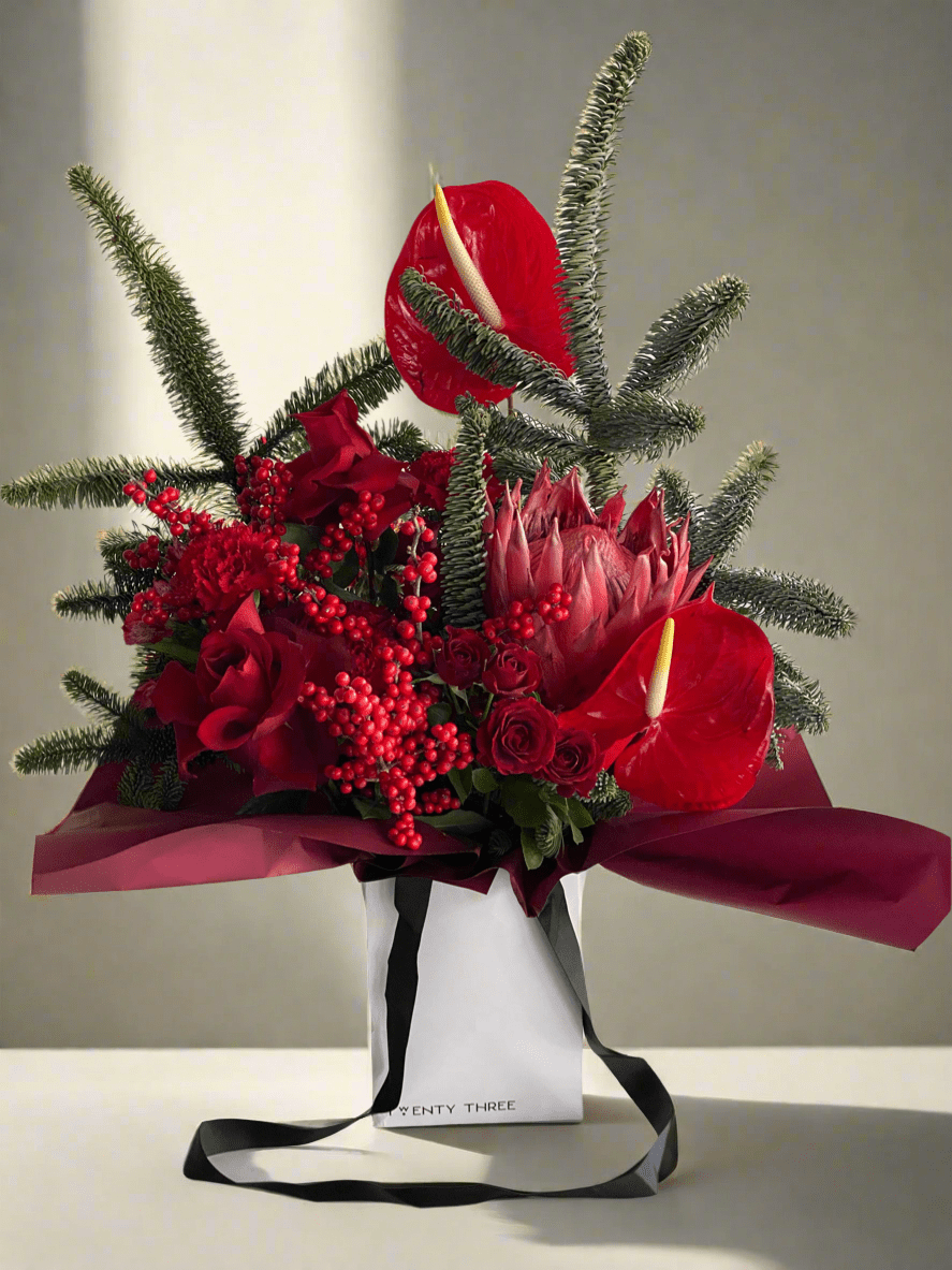 Red Anthurium Bouquet - Twenty Three Flowers & Chocolate