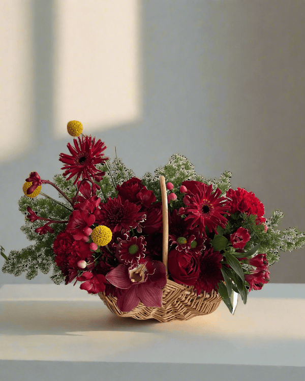 Red Gerbera Basket - Twenty Three Flowers & Chocolate