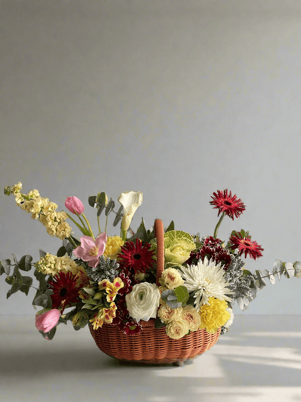 Red Gerbera Bliss Basket - Twenty Three Flowers & Chocolate