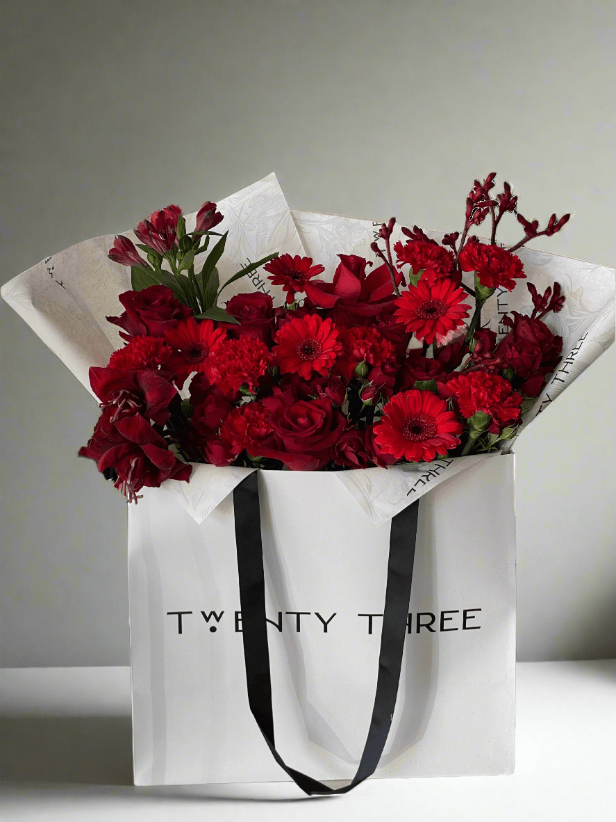 Red Rose Bouquet - Twenty Three Flowers & Chocolate
