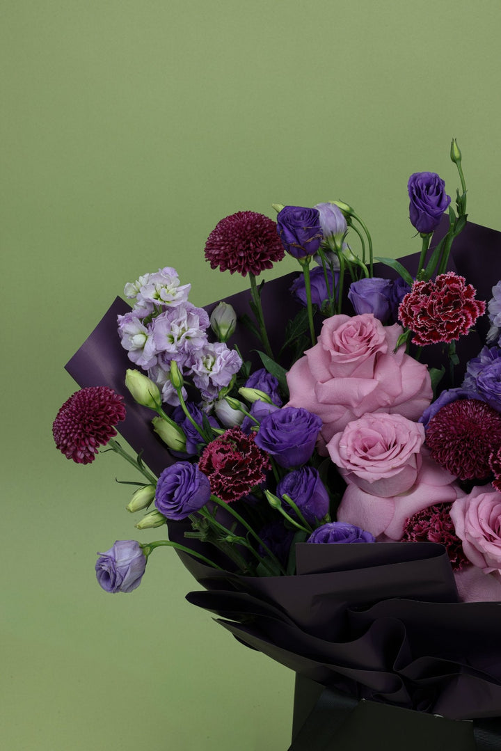 Royal Amethyst Bouquet - Twenty Three Flowers & Chocolate