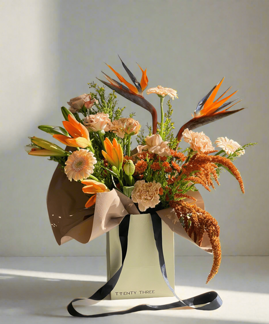Rustic Flame Bouquet - Twenty Three Flowers & Chocolate