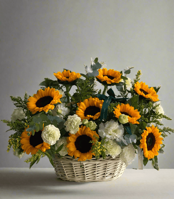 Sunflower Basket - Twenty Three Flowers & Chocolate