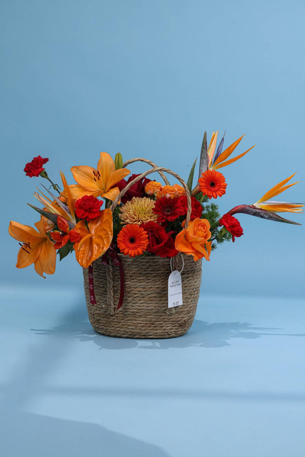 Tropical Ember Basket - Twenty Three Flowers & Chocolate
