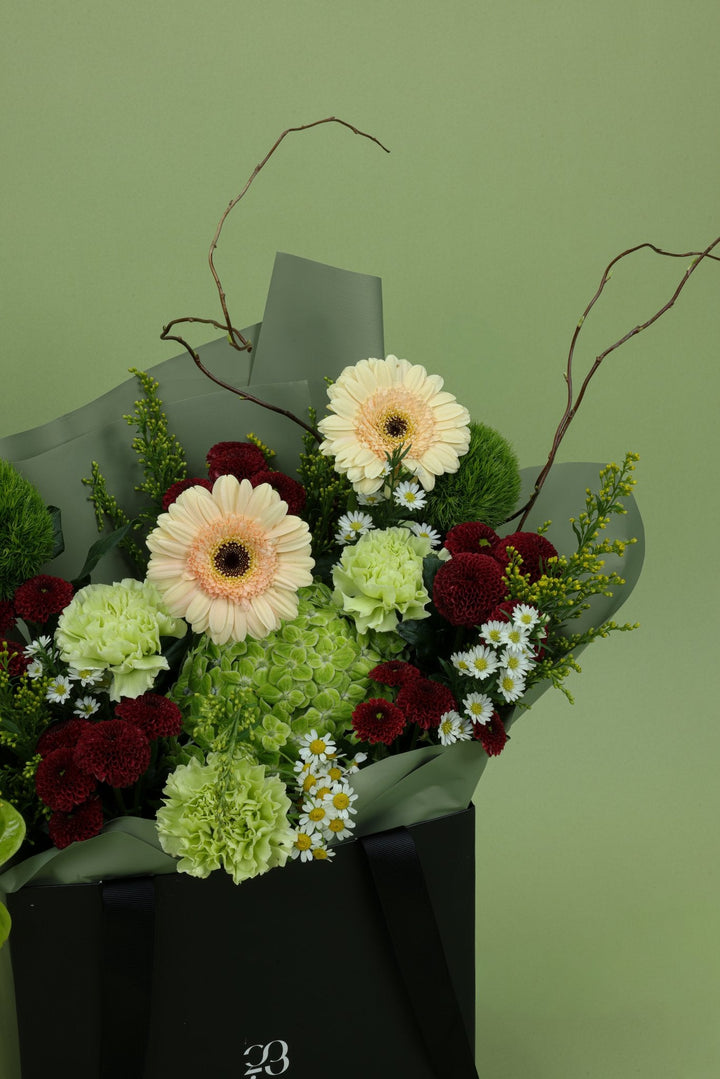 Verdant Charm Bouquet - Twenty Three Flowers & Chocolate