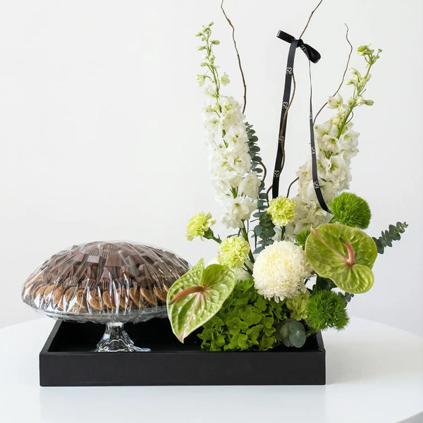 White Bloom Chocolate Tray - Twenty Three Flowers & Chocolate