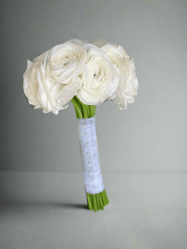 White Ranunculus Bridal Bouquet - Twenty Three Flowers & Chocolate