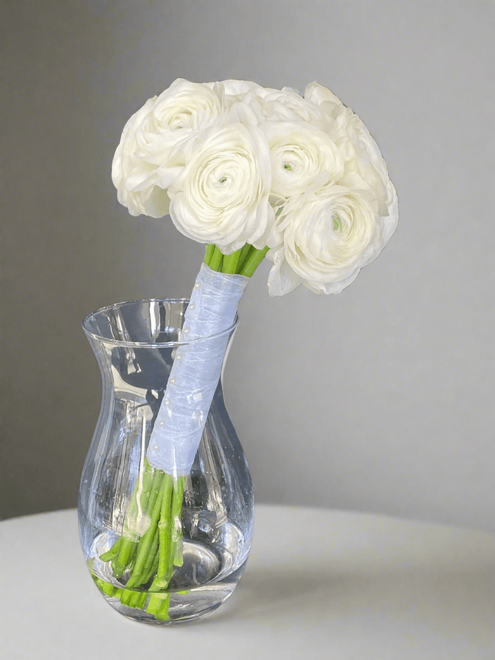 White Ranunculus Bridal Bouquet - Twenty Three Flowers & Chocolate