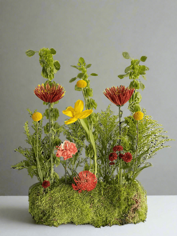 Yellow Lily Centerpiece Set - Twenty Three Flowers & Chocolate